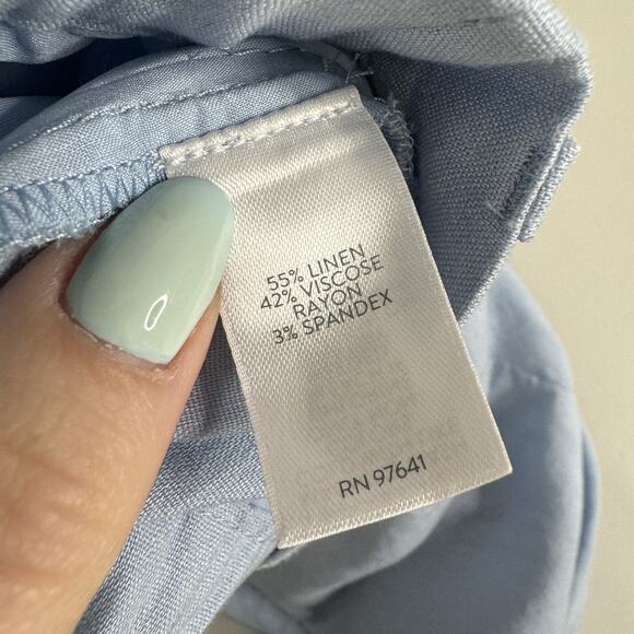 J. Jill Linen Stretch Pants Womens Large Tall Blue Trousers Pull On Coastal Prep - Picture 11 of 12